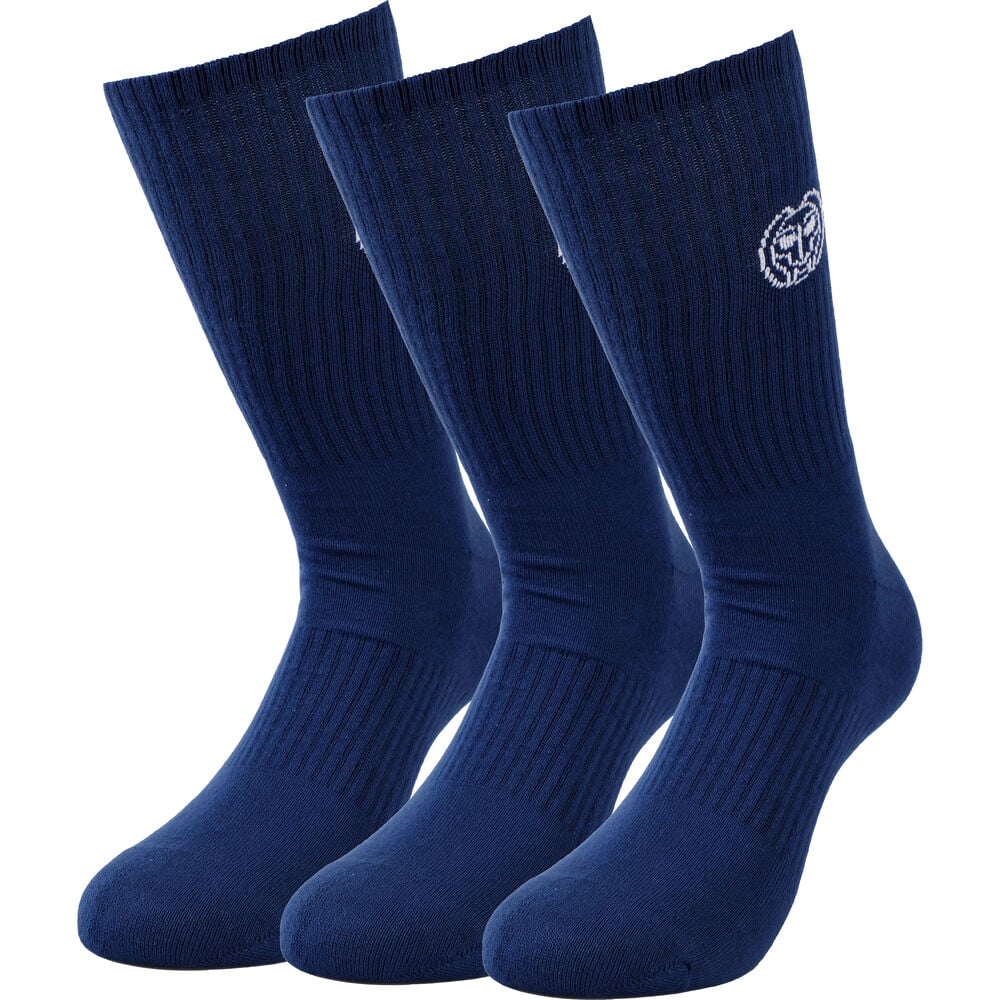 BIDI BADU Matayo Crew Tech Chaussettes De Sport Pack De 3 Hommes - Bleu Foncé , Blanc