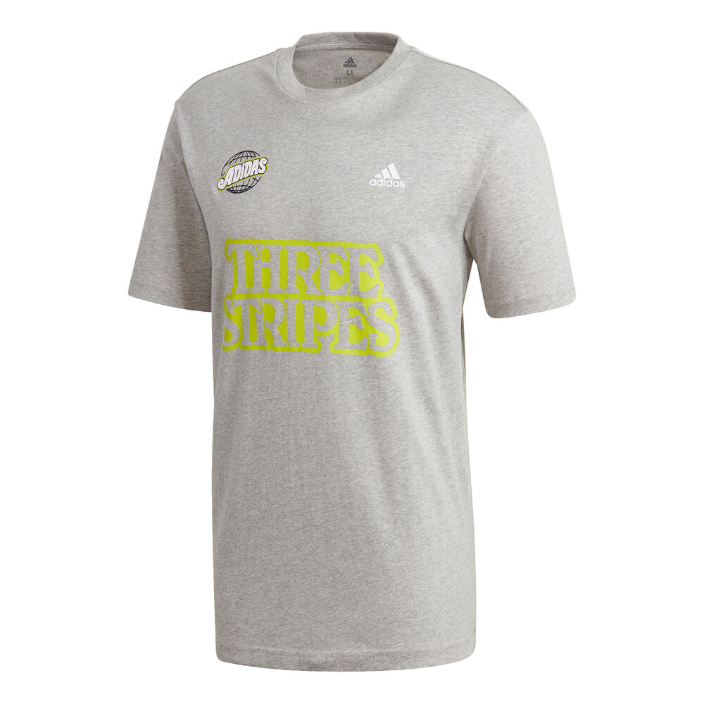 adidas Lucky 8 Graphic T-shirt Hommes - Gris Clair , Jaune Lemon