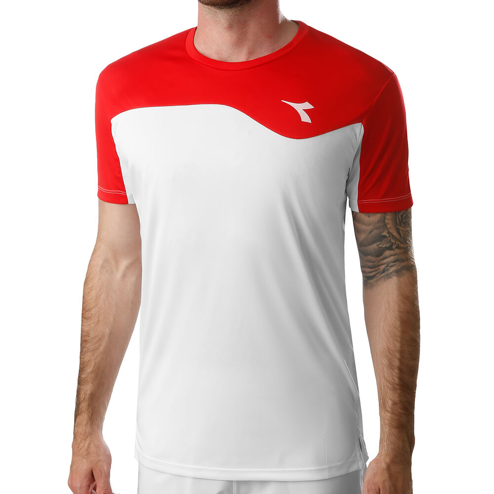 Diadora Team T-shirt Hommes - Blanc , Rouge