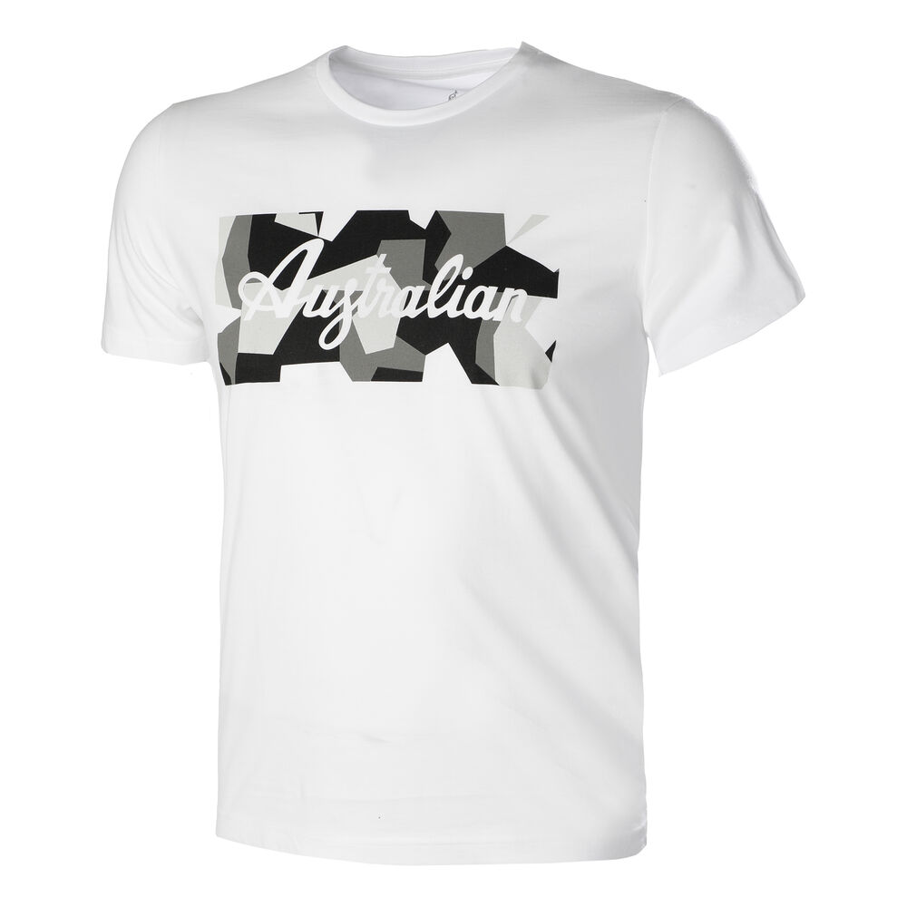 Australian Cotone Stampata T-shirt Hommes - Blanc , Noir