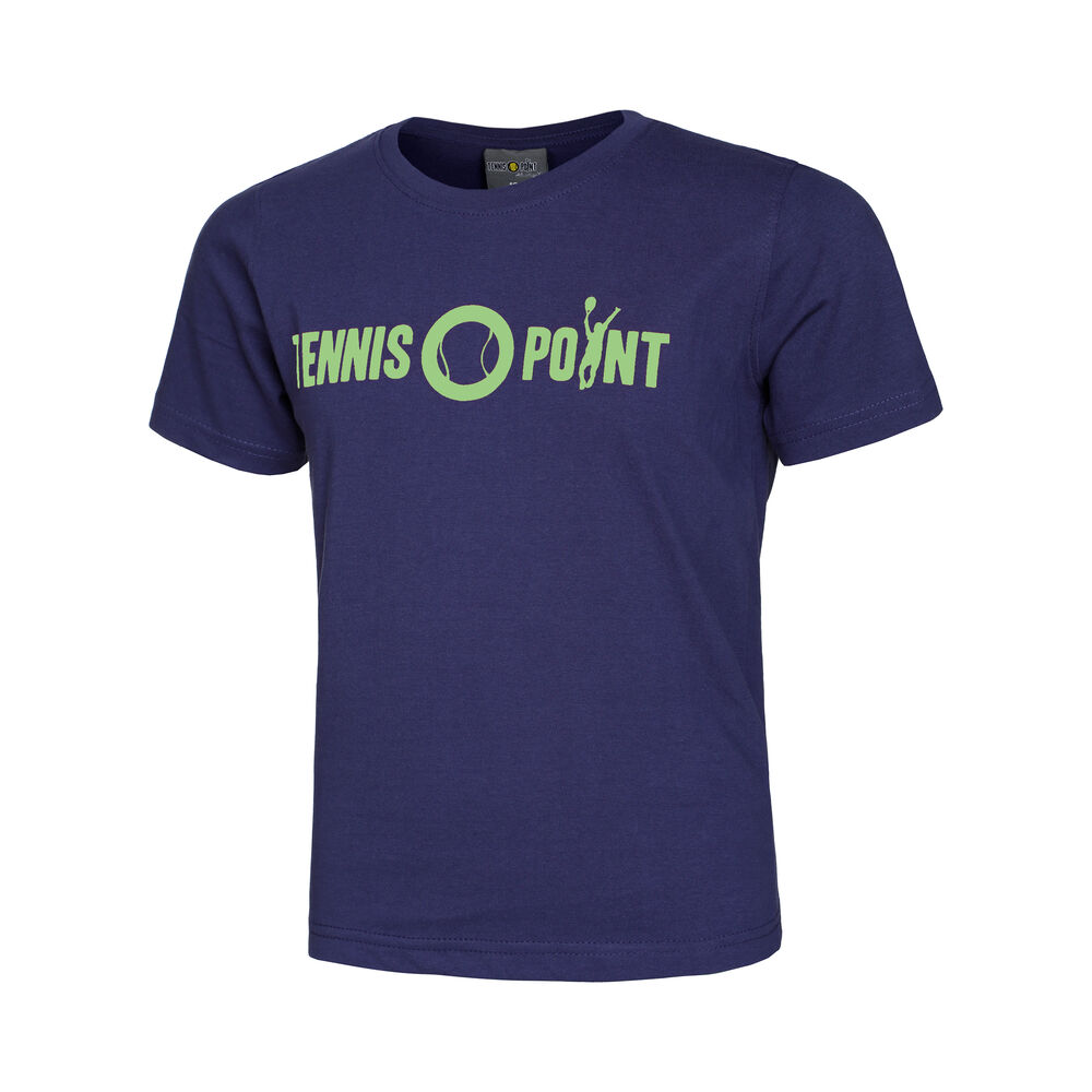 Tennis-Point Basic Cotton T-shirt Enfants - Bleu Foncé , Vert Clair