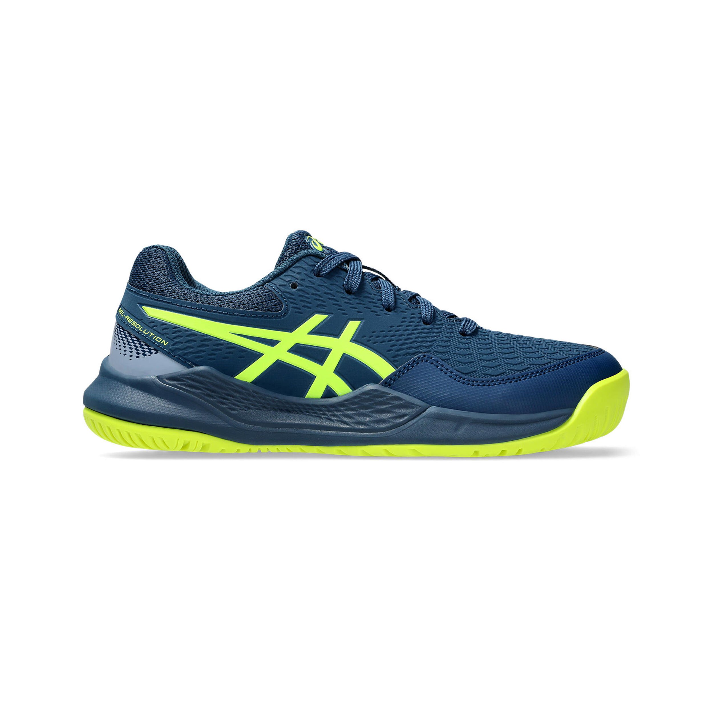 Buy ASICS Gel Resolution 9 GS Chaussures Toutes Surfaces Enfants Bleu Fonce Jaunes Fluo online Tennis Point FR