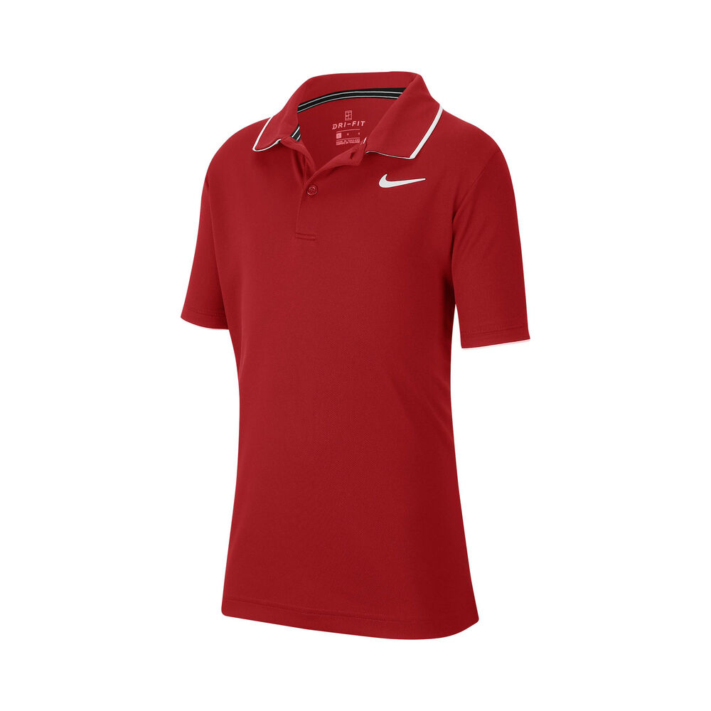 Nike Court Dri-Fit Polo Garçons - Rouge Foncé , Blanc