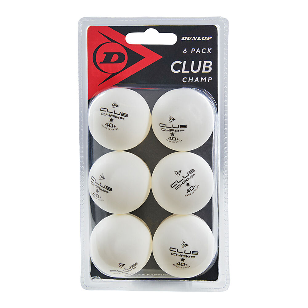 Dunlop Club Champ 6 Ball Blister Ensemble De Tennis De Table - Blanc