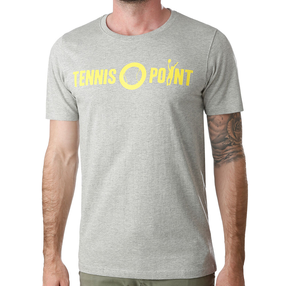 Tennis-Point Basic T-shirt Hommes - Gris Clair , Jaune