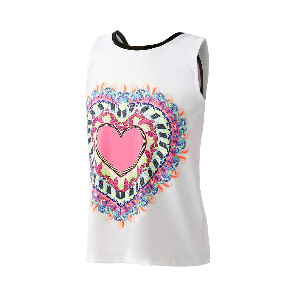Lucky in Love Rockin Heart Tie Back Débardeur Tank Top Filles - Blanc , Multicouleur