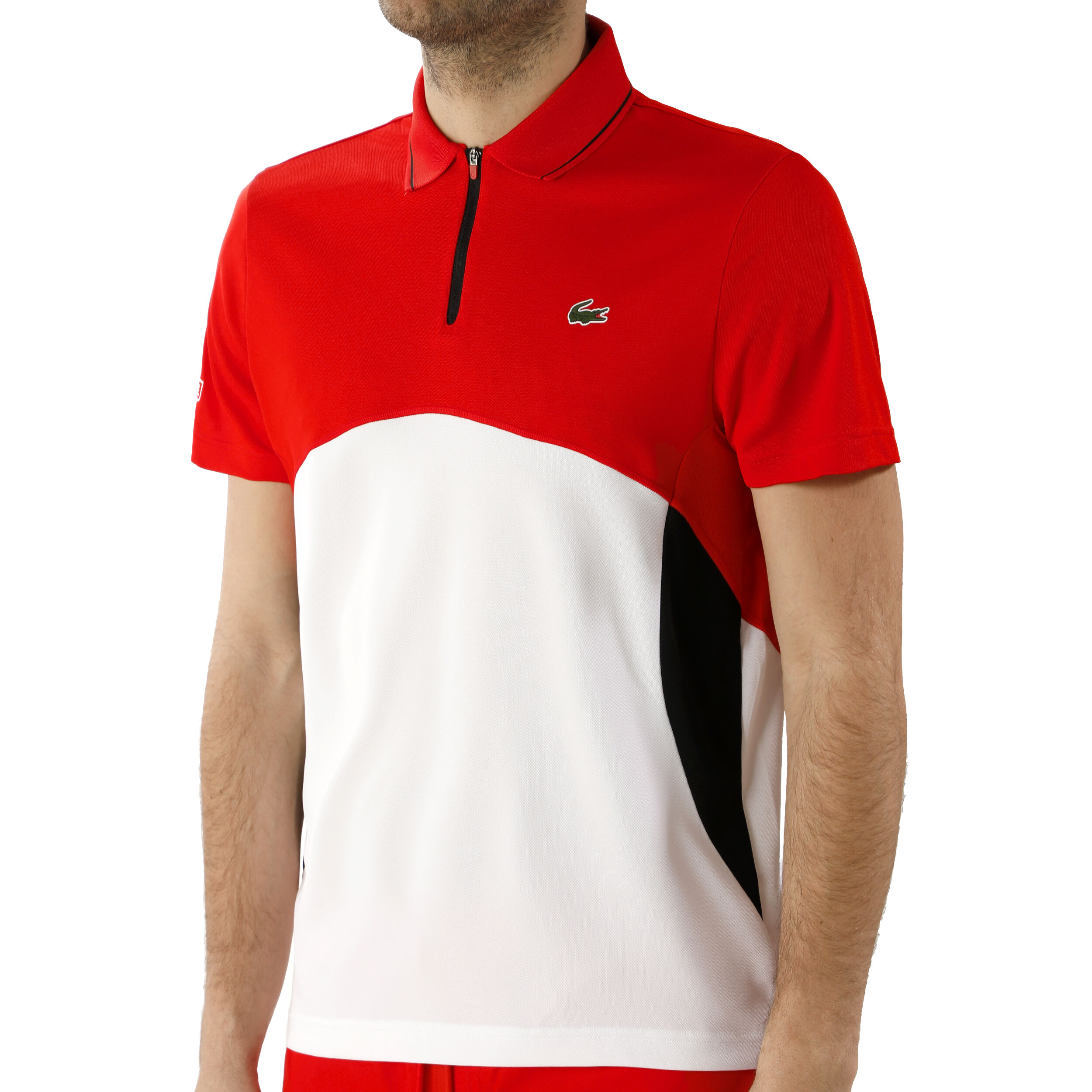 Polo lacoste noir et rouge sale