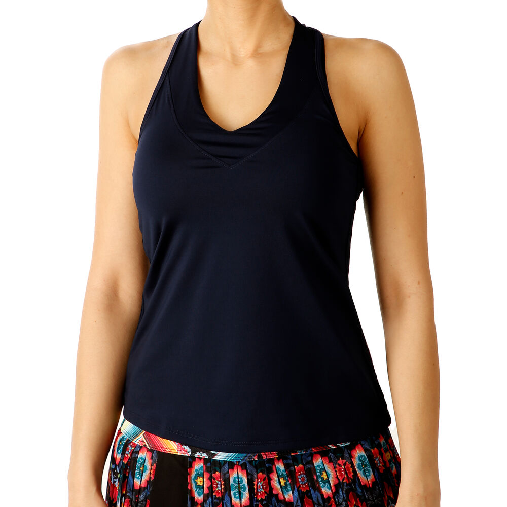Lucky in Love V-Neck Débardeur Tank Top Femmes - Bleu Foncé , Bleu