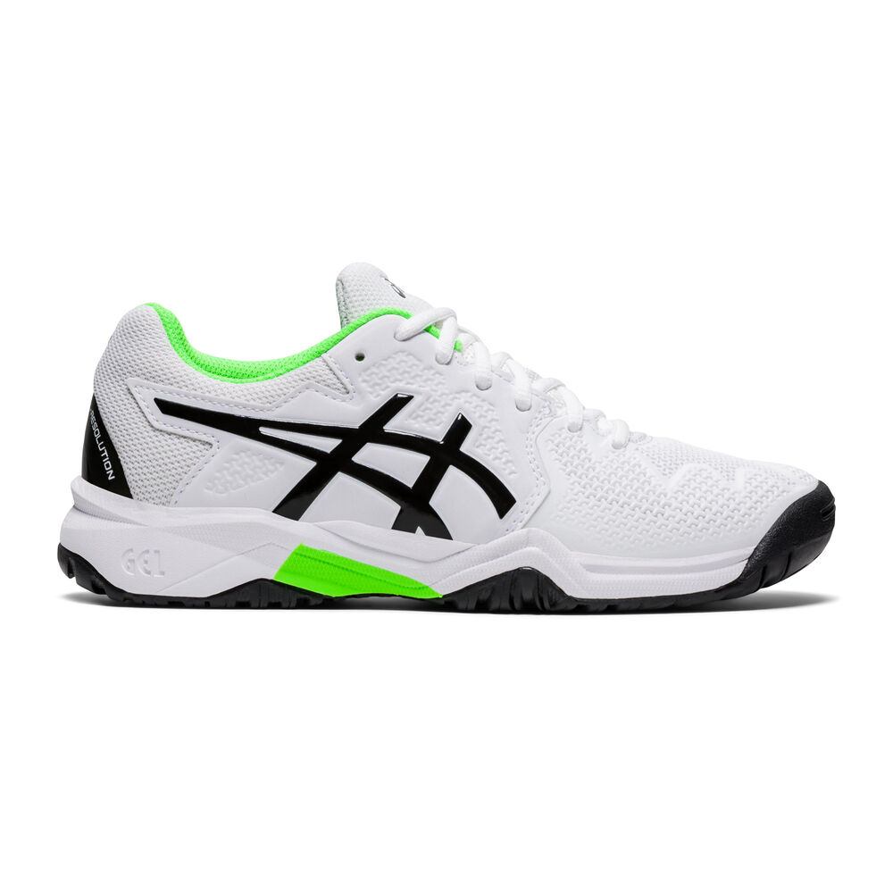 Asics Gel-Resolution 8 GS Chaussures Toutes Surfaces Enfants - Blanc , Vert Fluo