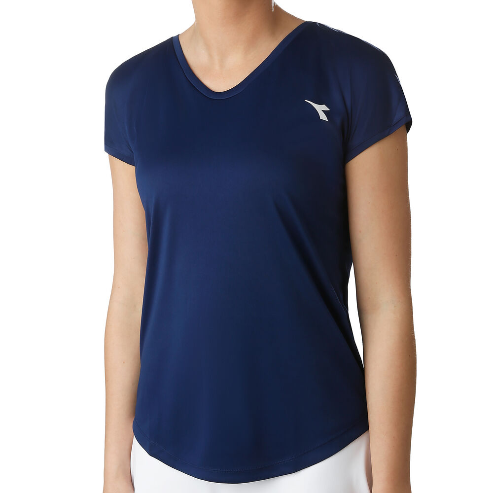 Diadora Team T-shirt Femmes - Bleu Foncé , Blanc