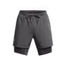 Launch 5in 2in1  Short de running Hommes-gris fonc&eacute;, gris fonc&eacute;