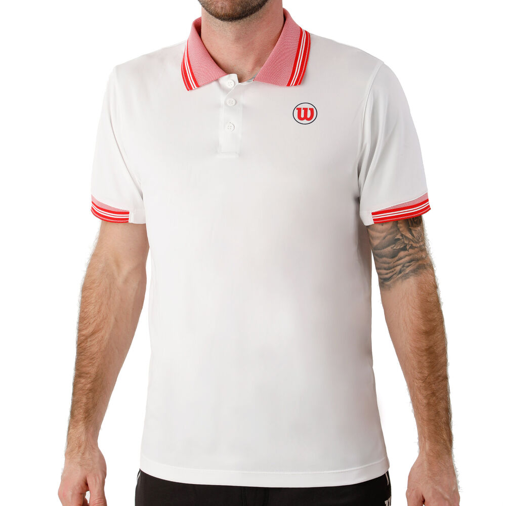 Wilson Pro Staff Classic Tipped Polo Hommes - Blanc , Rouge