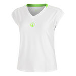 V&ecirc;tements de tennis Quiet Please Quiet Please Wild Volley T-shirt Femmes-Blanc,Vert Fluo