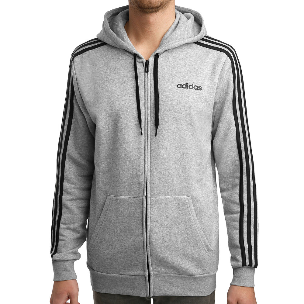adidas Essentials 3 Stripes Gilet En Coton Hommes - Gris Clair , Noir