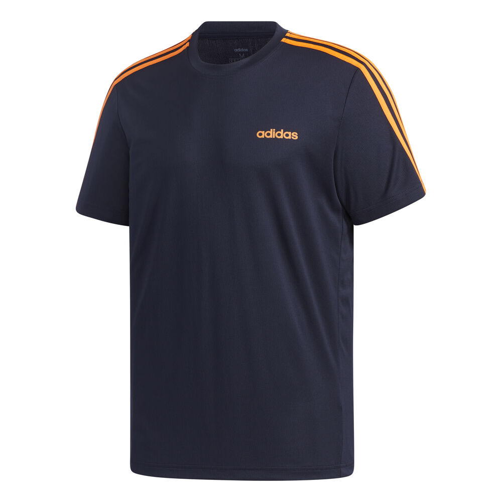 adidas D2M 3-Stripes T-shirt Hommes - Bleu Foncé , Orange