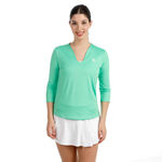 V&ecirc;tements de tennis BIDI BADU BIDI BADU Crew 2.0 V-Neck Haut manches longues Femmes-vert