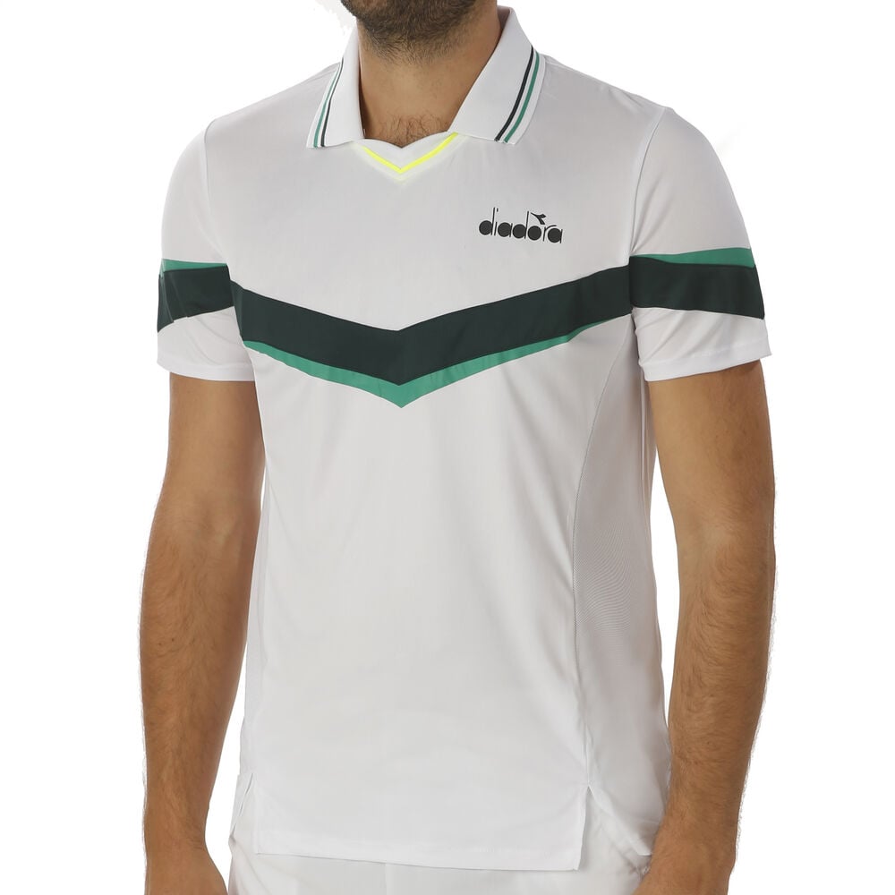 Diadora Polo Hommes - Blanc , Vert Foncé