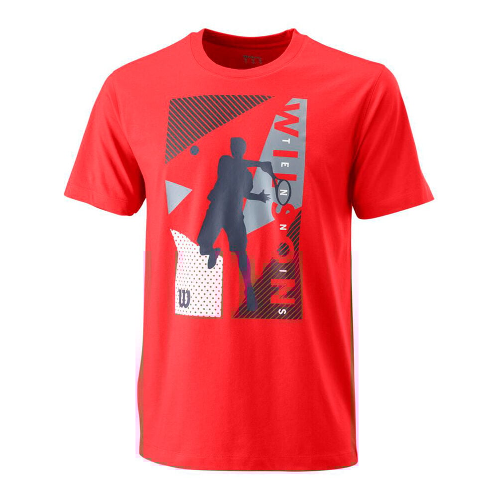 Wilson Geo Play Tech T-shirt Hommes - Rouge , Multicouleur