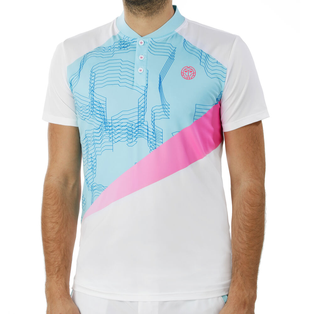 BIDI BADU Kesar Tech Polo Hommes - Blanc , Turquoise