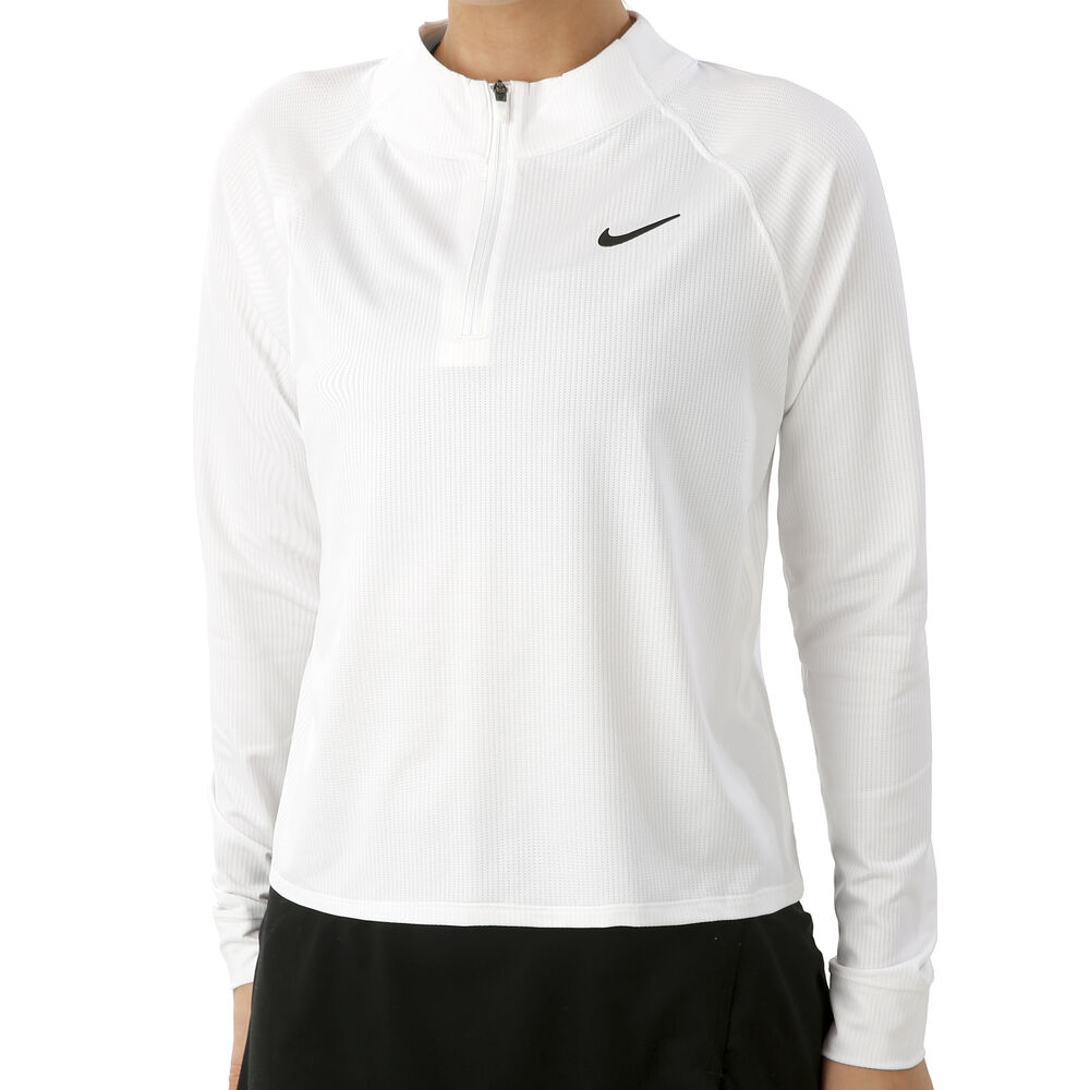 Nike Court Dry Victory Half-Zip Haut Manches Longues Femmes - Blanc