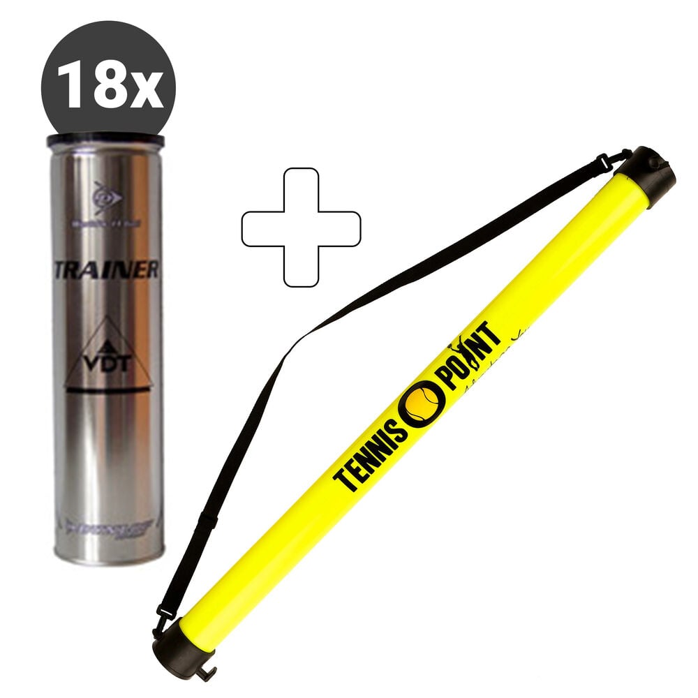 Dunlop Trainer 18 Tubes De 4 + Ramasse Balles Forme Tube