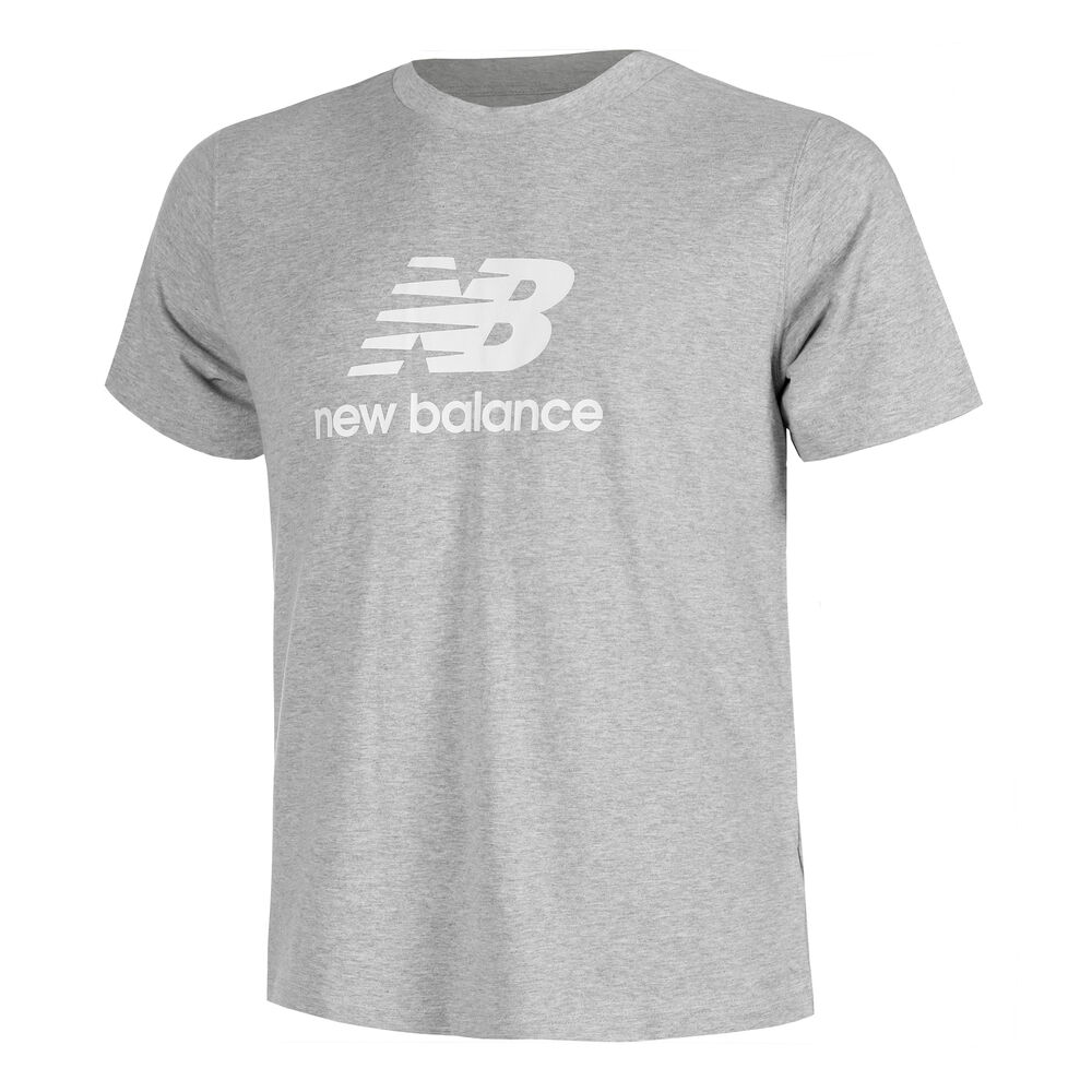 new balance stacked logo tee t-shirt hommes - gris