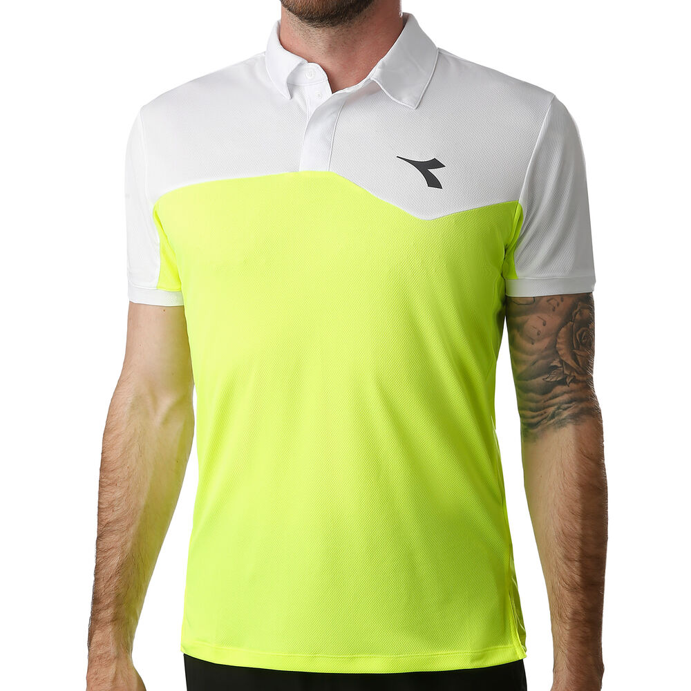Diadora Court Polo Hommes - Jaune , Blanc