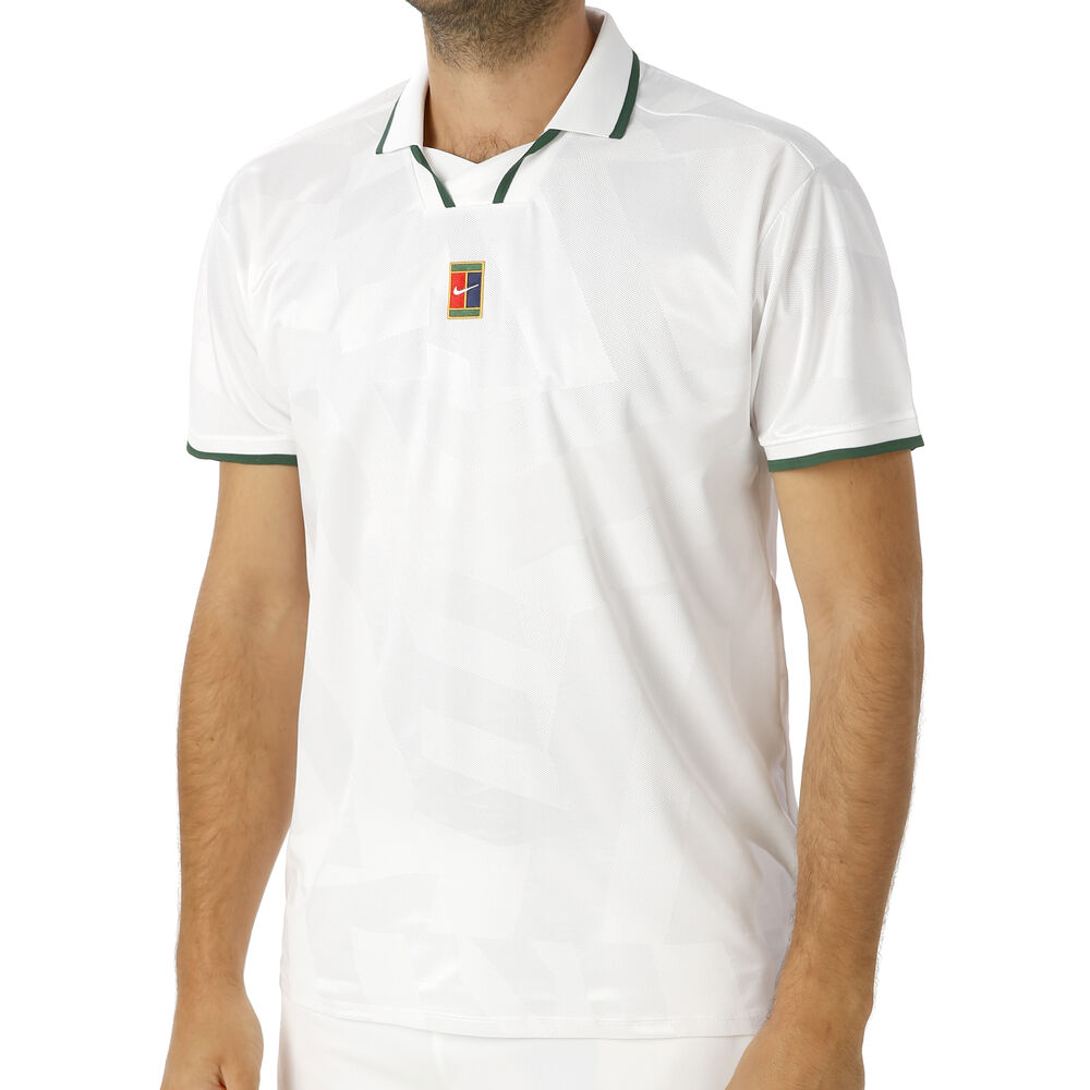 Nike Court Slam Polo Hommes - Blanc , Vert Foncé