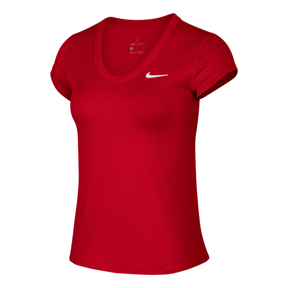 Nike Court Dry T-shirt Femmes - Rouge , Blanc