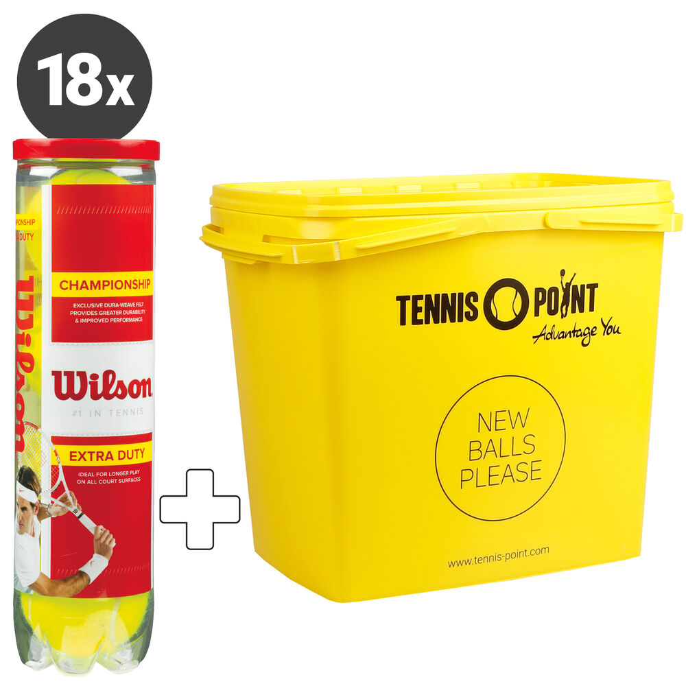 Wilson Championship 18 Tubes De 4 + Seau à Balles