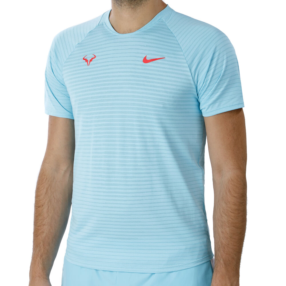 Nike Rafael Nadal Court AeroReact Slam T-shirt Hommes - Bleu Clair , Rouge Fluo