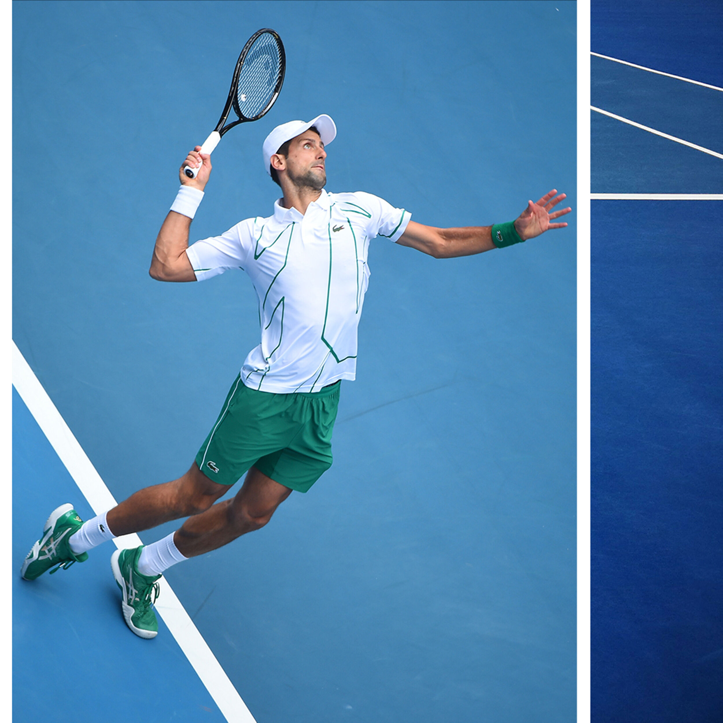 Novak Djokovic Polo Hommes Blanc Vert Fonce