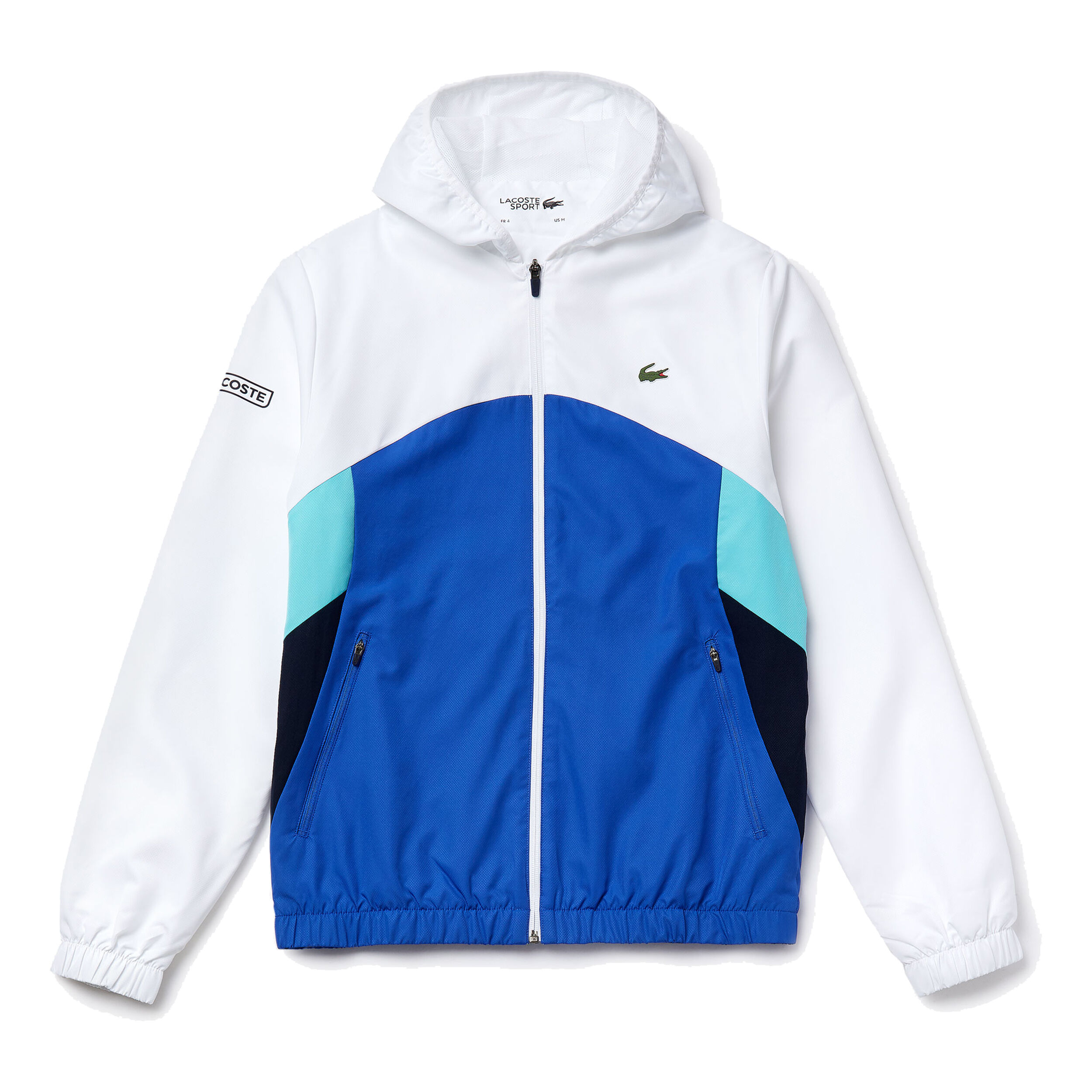 Survetement lacoste blanc best sale bleu
