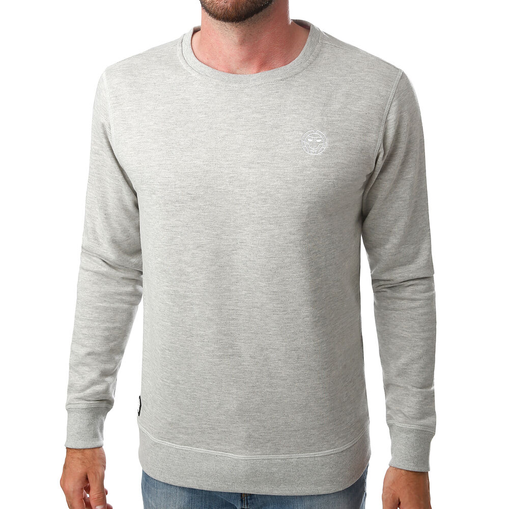 BIDI BADU Chaka Basic Crew Sweat-shirt Hommes - Gris Clair , Blanc