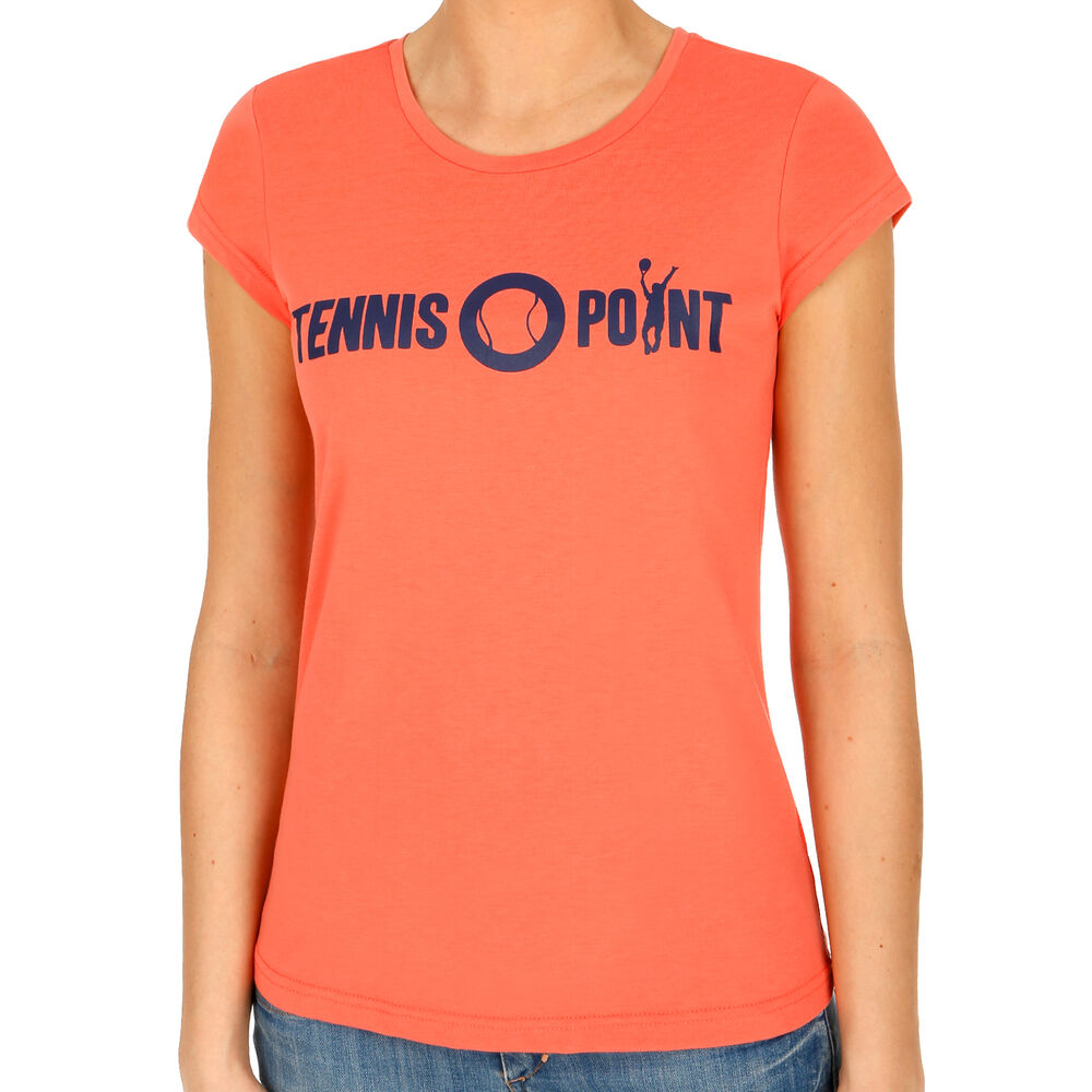 Tennis-Point Classic Logo T-shirt Femmes - Orange , Bleu Foncé