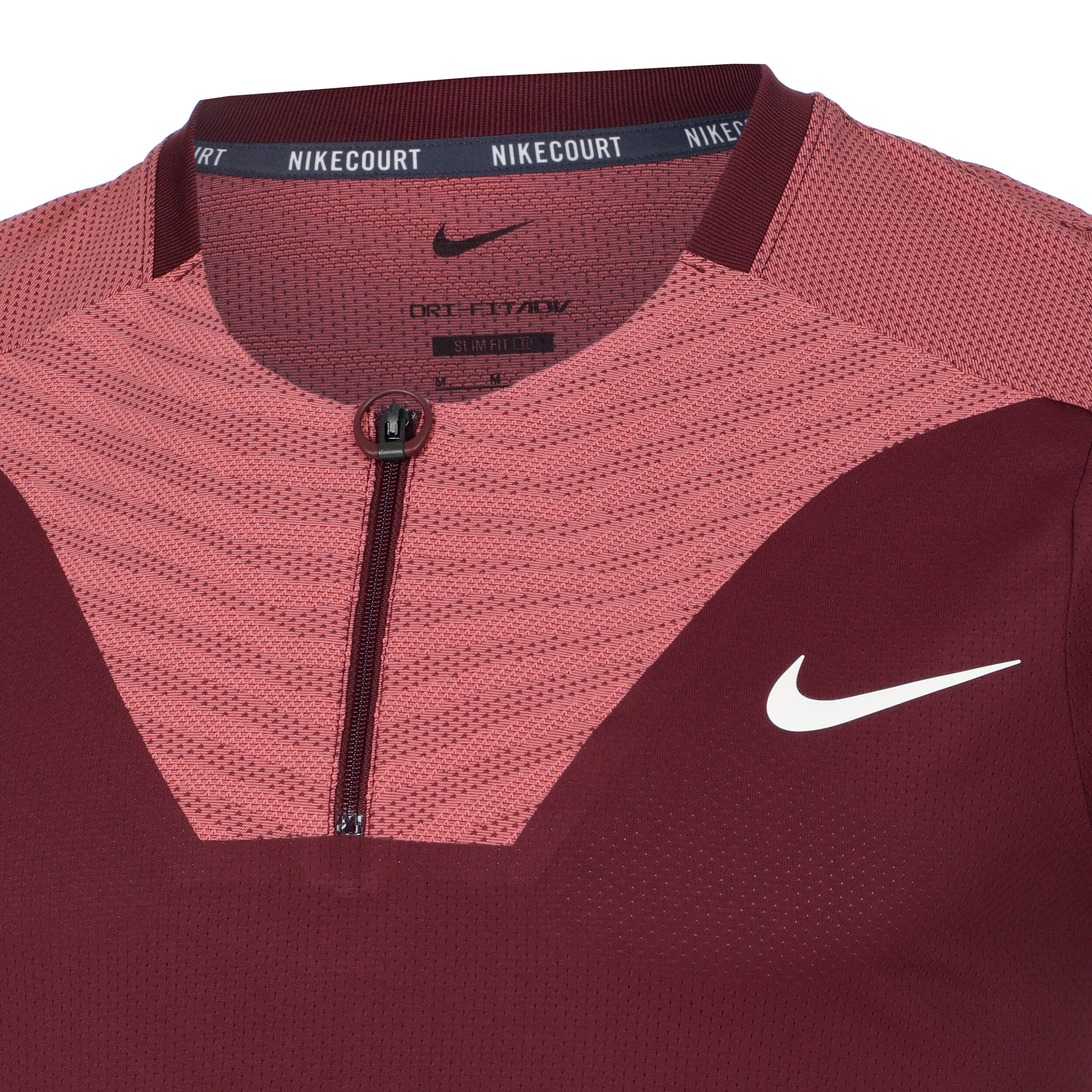 Dri Fit Advantage Court Slim UL RG Polo Hommes Rouge Fonce Vieux Rose