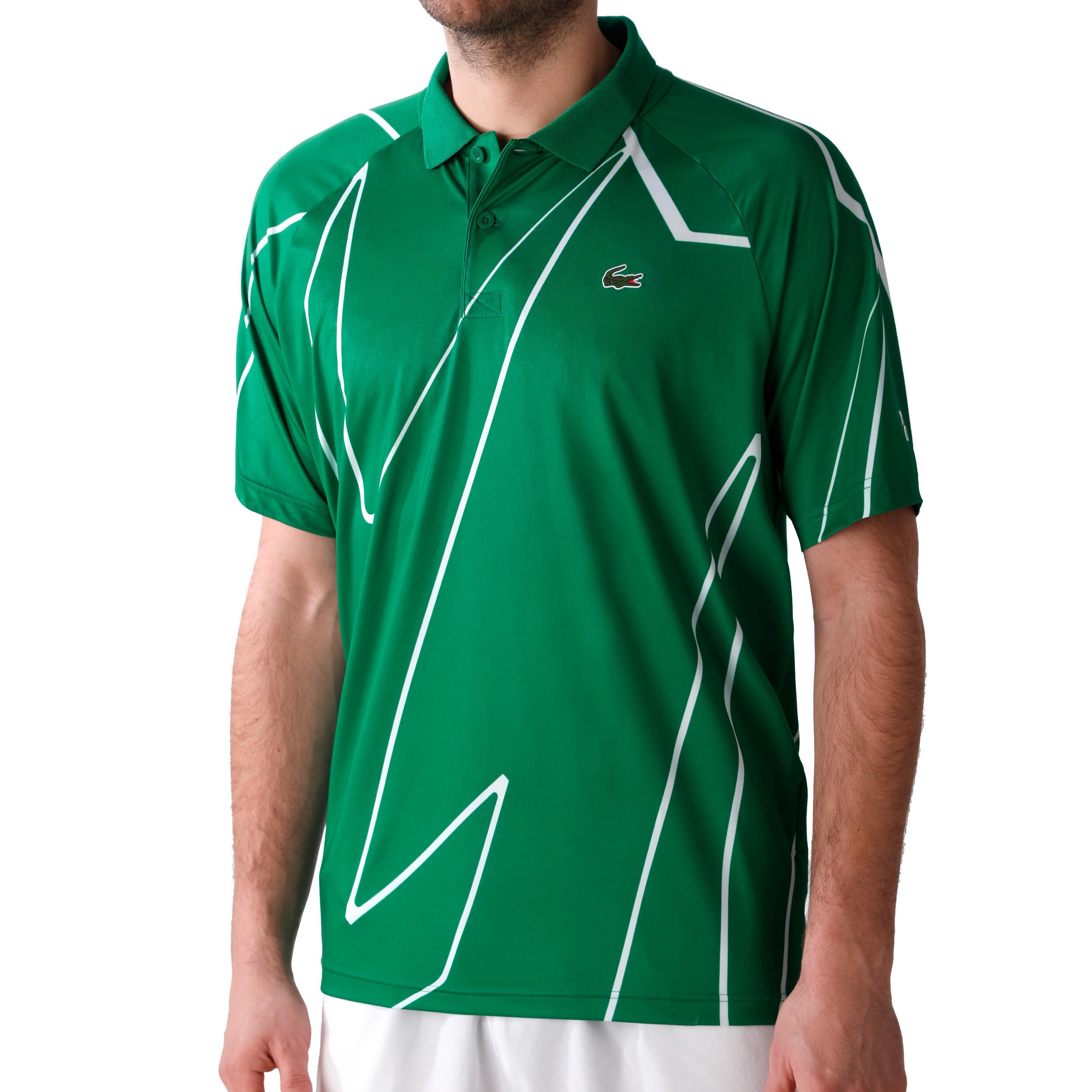 Novak Djokovic Polo Hommes Vert Fonc Blanc