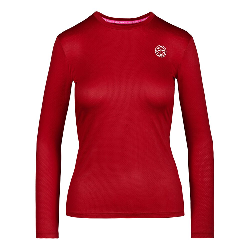 BIDI BADU Pia Tech Roundneck Haut Manches Longues Femmes - Rouge , Blanc