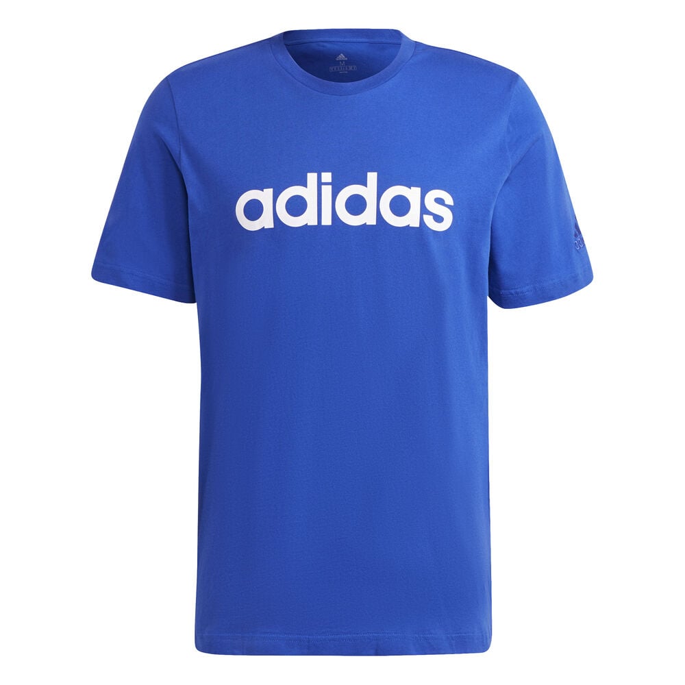 adidas Linear T-shirt Hommes - Bleu , Blanc
