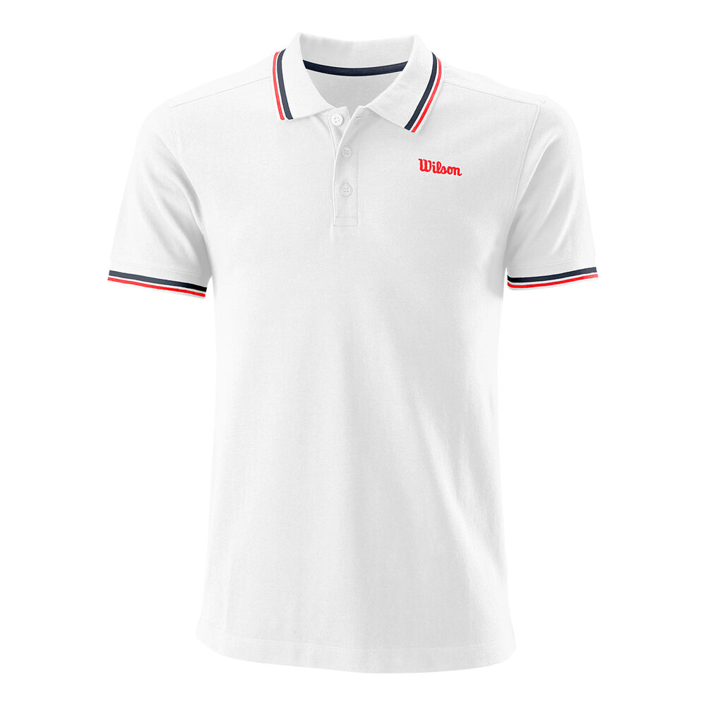 Wilson Chi CTN Pique Slimfit Polo Hommes - Blanc , Rouge