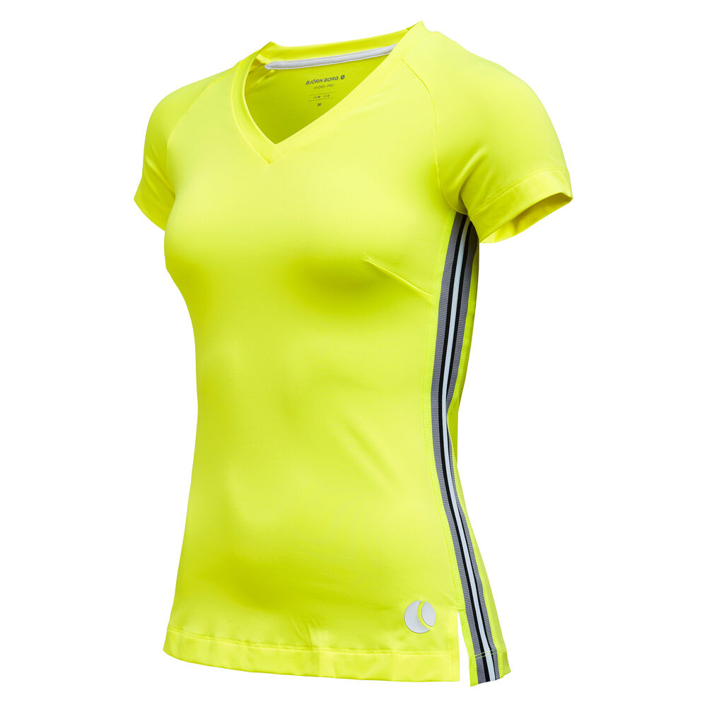 Björn Borg Tesia V T-shirt Femmes - Jaune Citron , Bleu Foncé