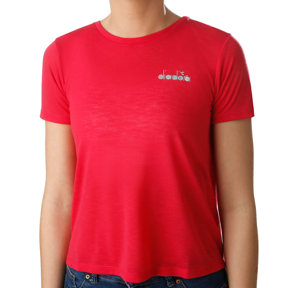 Diadora Workout T-shirt Femmes - Berry, Argent
