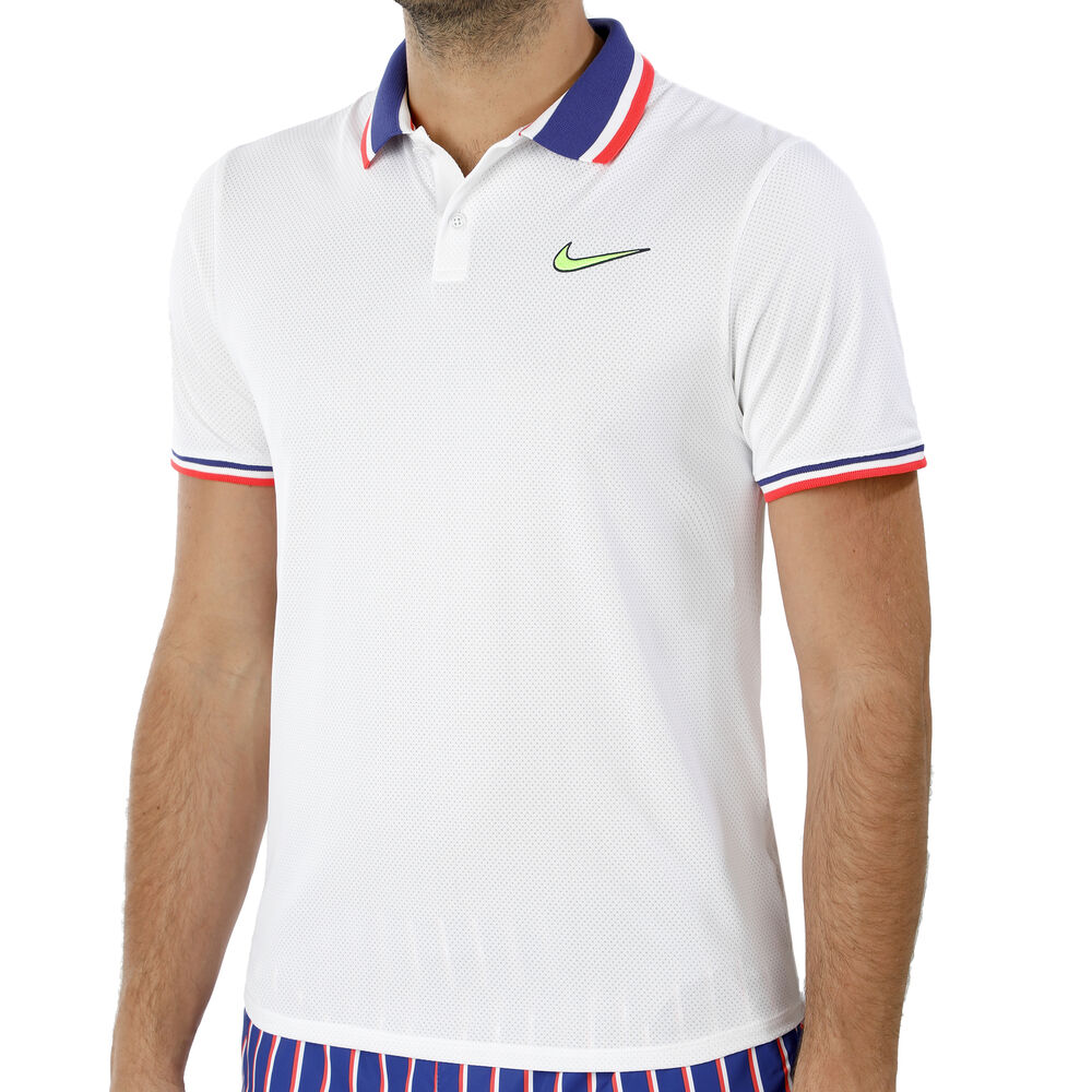 Nike Court Slam Polo Hommes - Blanc , Bleu