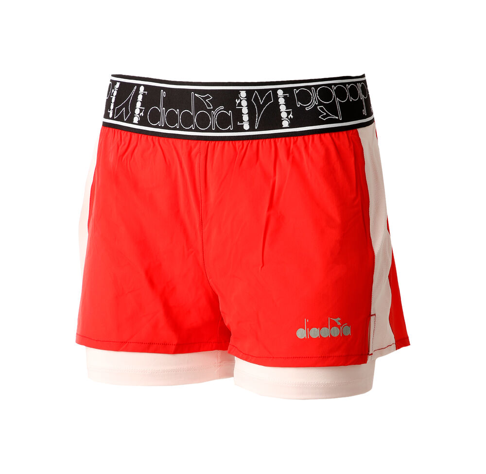 Diadora Double Layer Shorts Femmes - Rouge , Noir