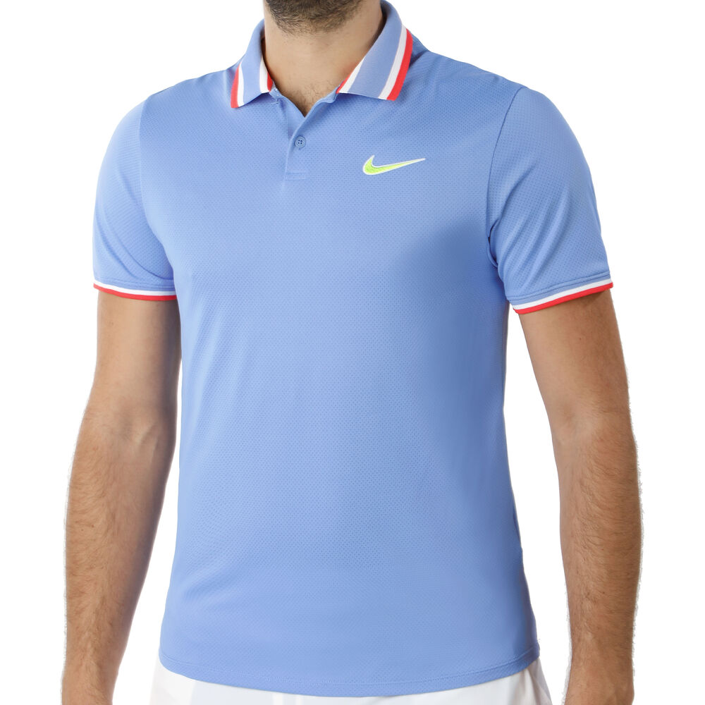 Nike Court Slam Polo Hommes - Bleu Clair , Blanc
