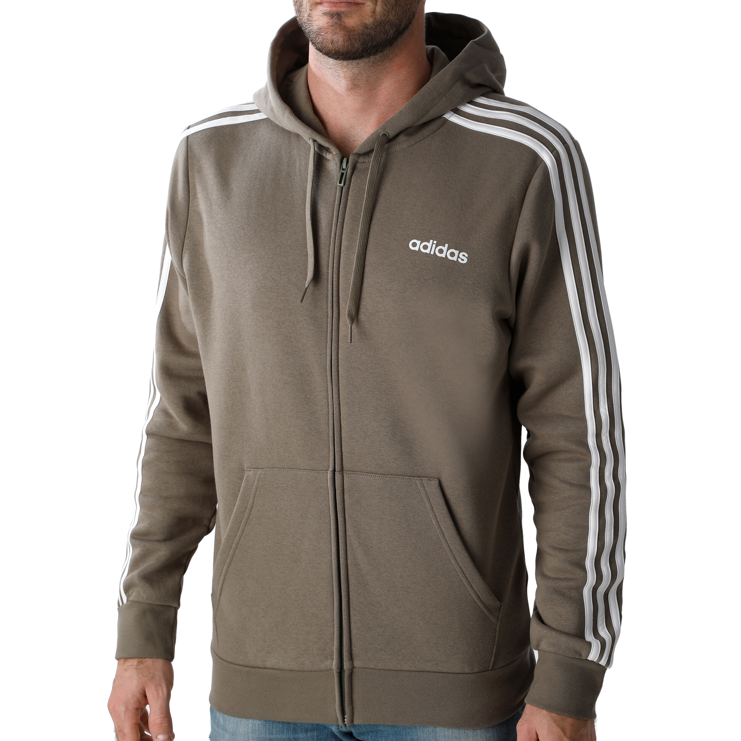 Buy adidas Essentials 3 Stripes Gilet En Coton Hommes Kaki Blanc online Tennis Point FR
