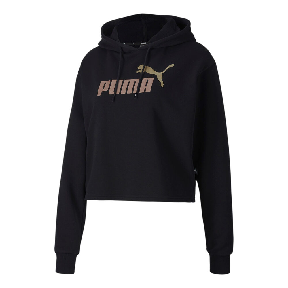 Puma Essential Metallic Cropped Sweat À Capuche Femmes - Noir , Or