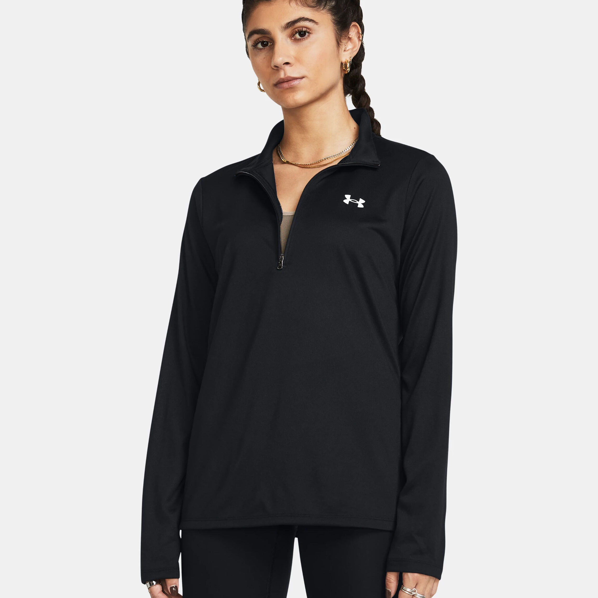 Tech 1/2 Zip Haut Manches Longues Femmes - Noir