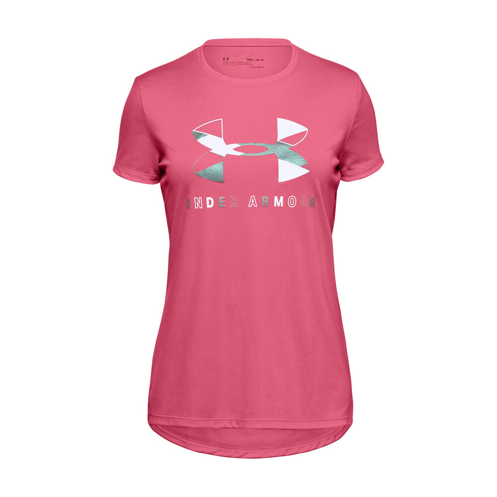 Under Armour Tech Graphic Big Logo T-shirt Filles - Pink , Multicouleur