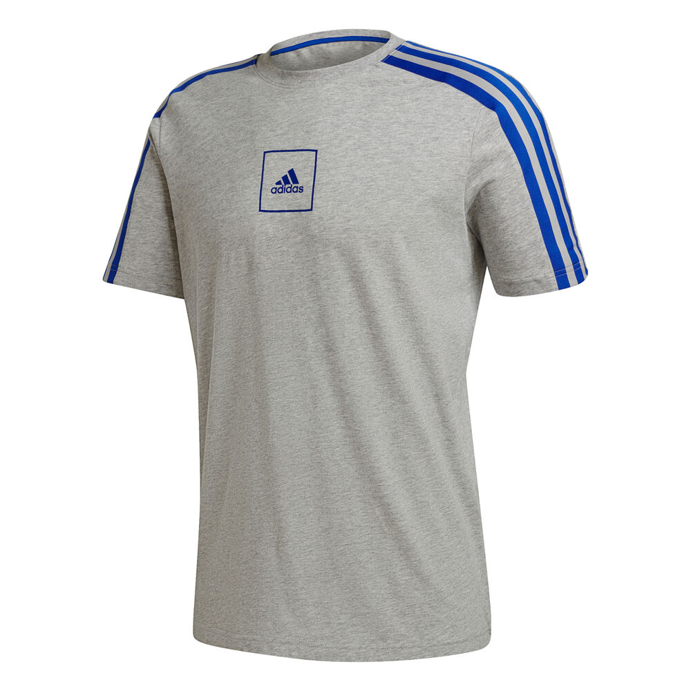 adidas 3-Stripes Tape T-shirt Hommes - Gris Clair , Bleu